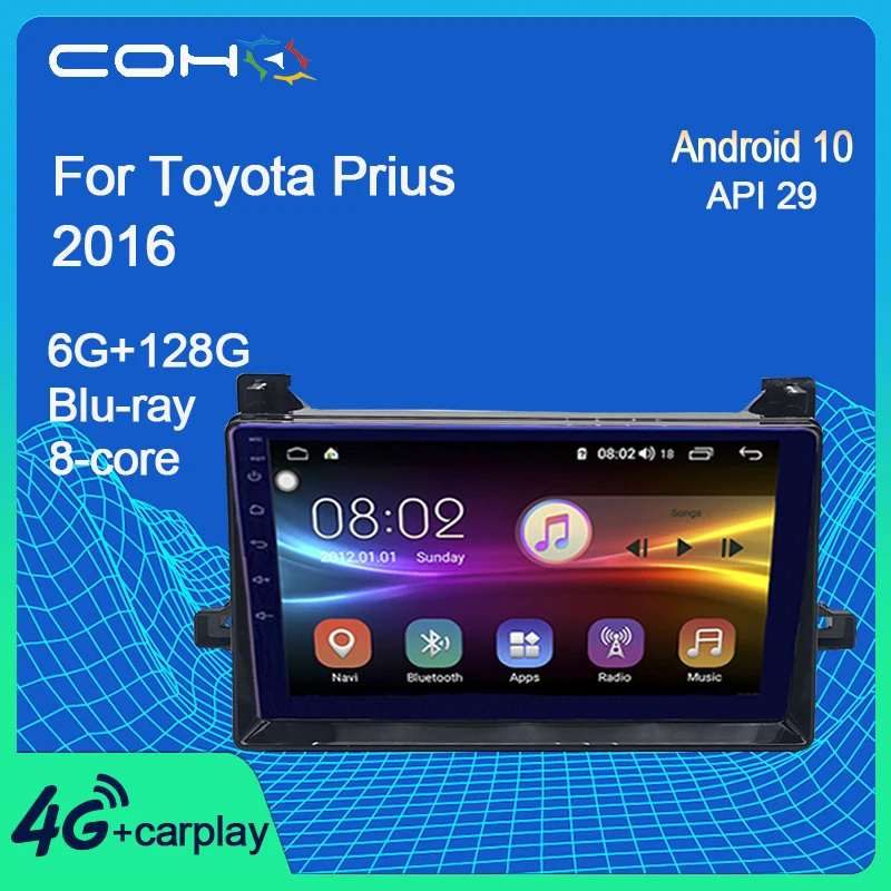 Автомобильный мультимедийный плеер COHO для Toyota Prius 2016 стерео радио Android 10 0 Восьмиядерный процессор 6 + 128