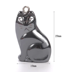 Elegant Black Hematite Stone Animal Charms Pendant (Cat)