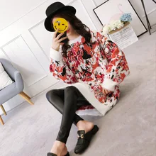 Мохеровый свободный свитер средней длины в Корейском стиле, Женский пуловер, толстая Базовая рубашка для студентов, осенняя и зимняя универсальная вязаная кофта