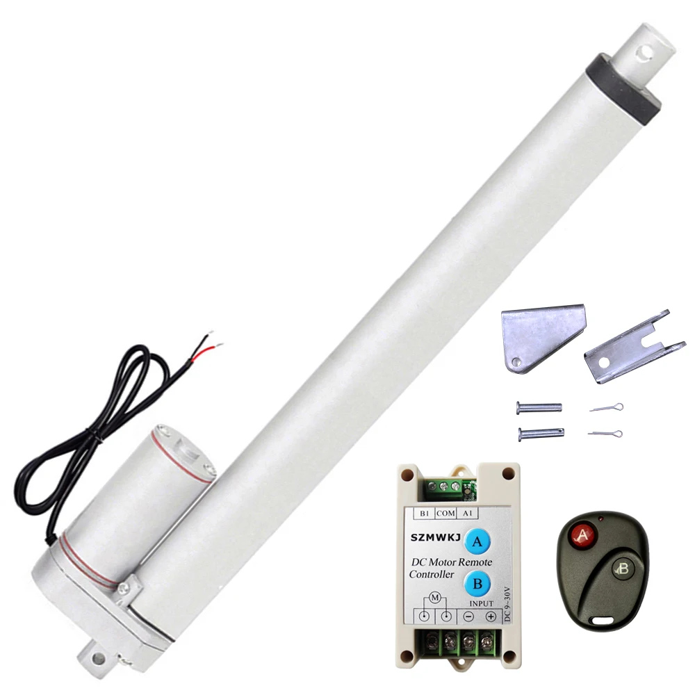 

DC 12V Volt 220lbs 400mm/16Inch Stroke Linear Actuator Motor & Remote & Brackets Multi-function for Electric Medical Industrial