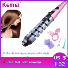 Kemei Электрический выпрямитель и щипцы для завивки волос керамические Спиральные бигуди для завивки волос палочка салонные Инструменты для укладки волос F30
