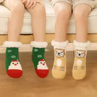 Children's Socks For Newborns Girls Boys Baby Anti-slip Child  Plus Thick Terry Warm Winter Cute Christmas Socks For Kids 0-6Y 1