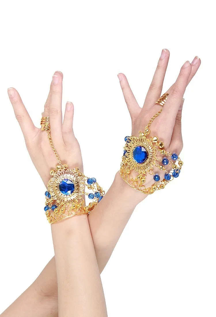 Танец живота болливуд 5 шт. ожерелье серьги браслеты позолоченный комплект ювелирных изделий индийский танец костюм аксессуары