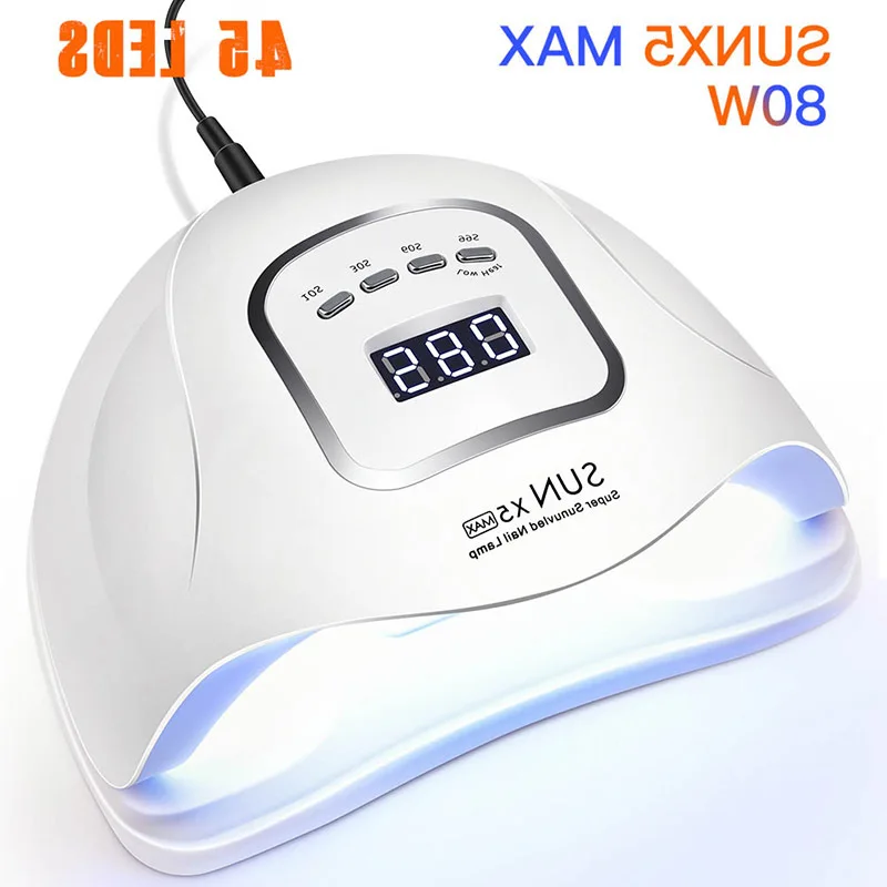 УФ светодиодная лампа для сушки ногтей SUN5 Pro маникюра всех типов гель лака 80 Вт/72