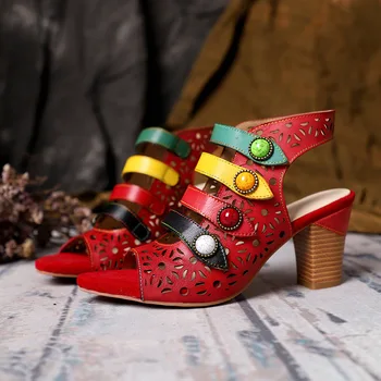 

Summer magic sticker handmade color super soft super comfortable sandals with heels