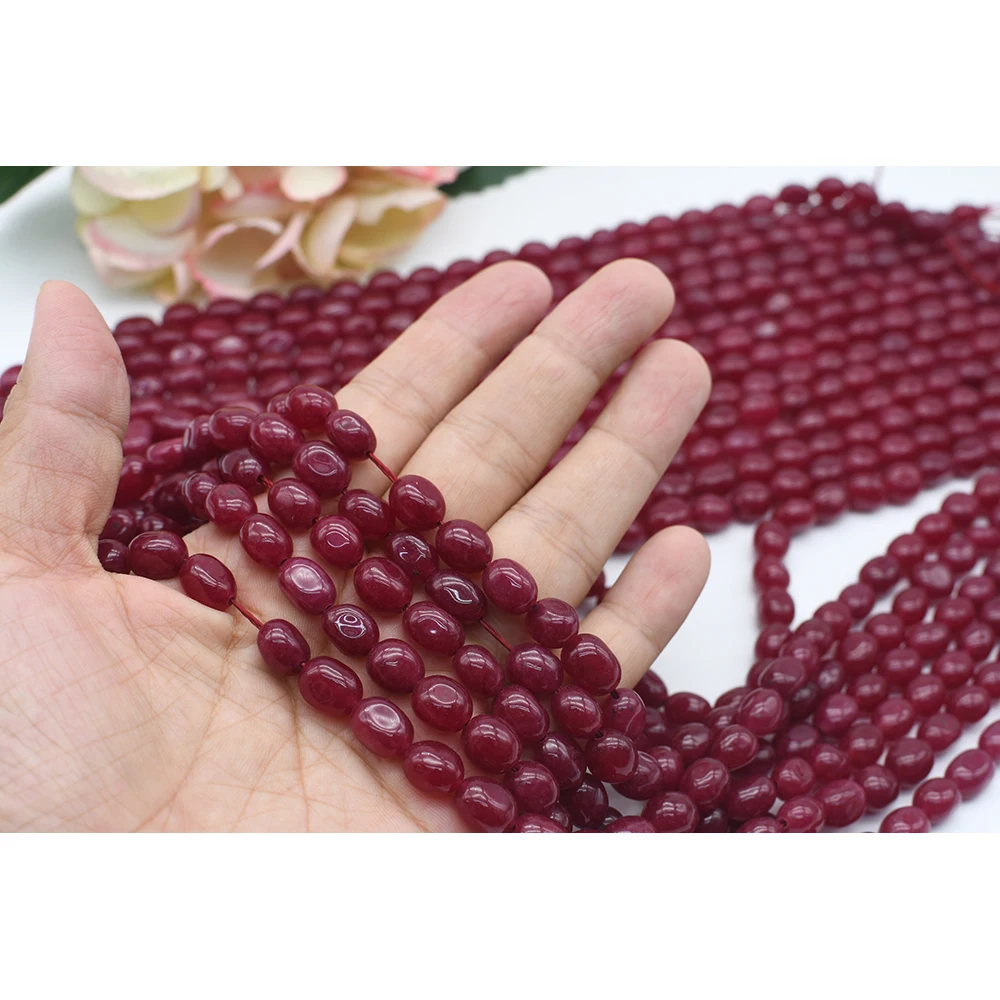 8x10mm Natural Smooth Ruby Color Oval stone beads For DIY Bracelet Necklace Jewelry Making Strand 15