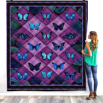 

Anime Butterfly Insect Printed Home Sofa Cover Quilt Queen King For Bed Soft Travel Hotel Warm Blanket Cotton Quilt Dropshipping
