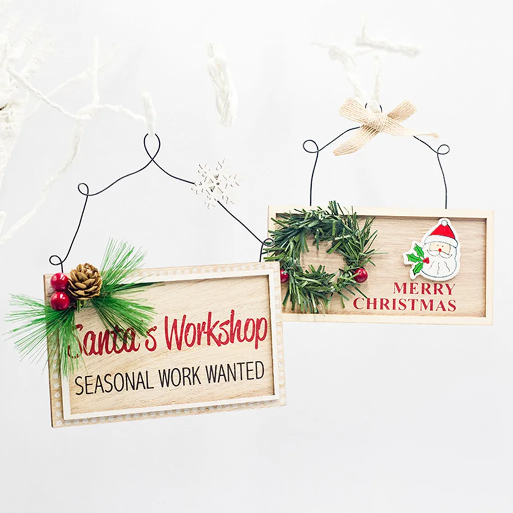 Деревянный квадрат расписанный Рождественский кулон креативный сосновый конус