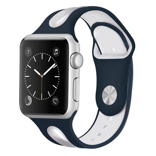 blue white Ремешок для apple watch 5 4 3 2 iwatch ремешок 42 мм pulseira correa apple watch 44 мм 38 мм 40 мм модный силиконовый ремешок для часов браслет 44 - Цвет ремешка: blue white