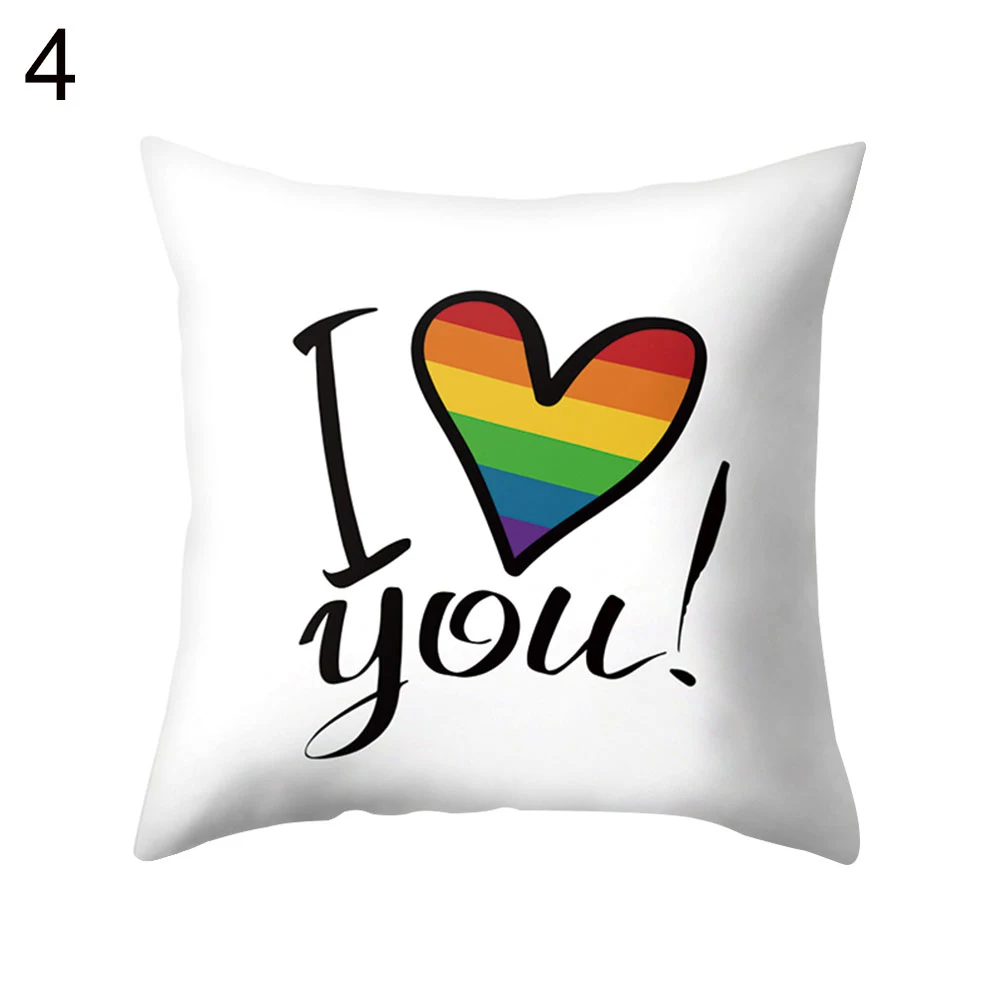 45x45 см наволочка с радужным сердцем в полоску Чехол на подушку для дома офиса