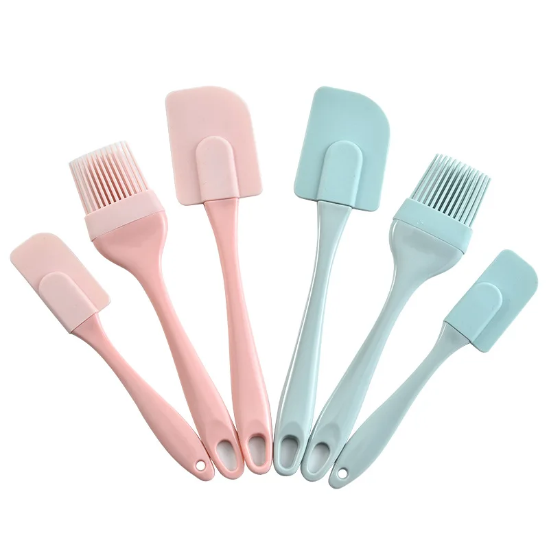 3 unids/set utensilios de cocina suministros de cocina Multi propósito/azul/rosa pastel espátula herramientas para hornear de silicona/PP Non-stick