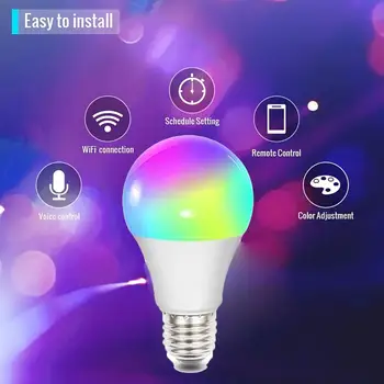 

Smart Wifi Led Light Bulb 10W E27 B22 Smart Home Lamp Color Compatible With Alexa Google Multifunctional For Home