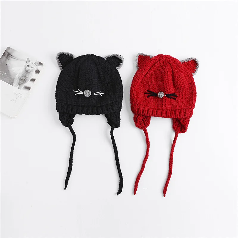 New Baby hat cartoon children Korean cat ears cotton caps baby boy girl cute cat shape hat children photography decorative props