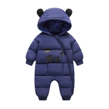 

Cute Panda Baby Winter Hooded Rompers Thick Cotton Warm Outfit Newborn Jumpsuit Overalls Snowsuit Children Boys Clothing
