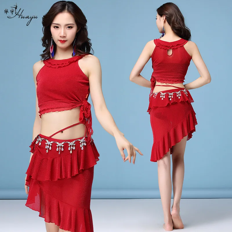 

Huayu New Style Beginners Sexy Belly Dance Practice Clothes Oriental Dance Vest Style Costume Exercise Clothing Women's