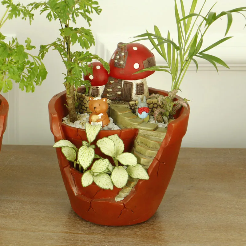

Micro-Landscape Potted Mushroom, Creative Mushroom, Flower Pot, Home Garden Landscaping, Resin Crafts Ornaments, Strange New