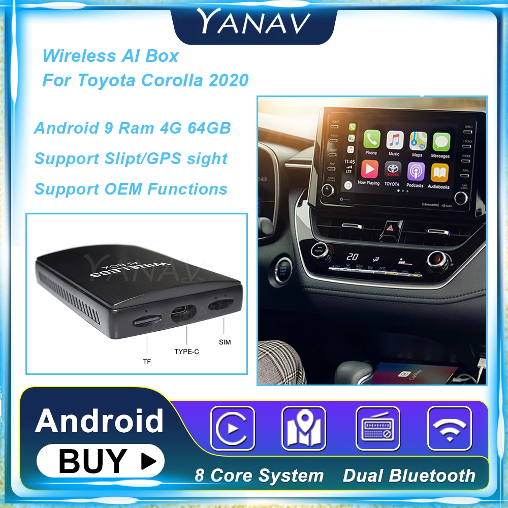 Android94G64GBAndroidAutoWirelessAiBoxForToyotaCorolla2020CarSmartBox.jpg