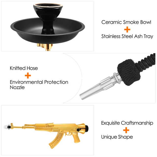 Auporo Ak 47 Hookah Set Water Shisha Hookah Cigarette Bottle Holder Pipe Hookah Filter Gun Shape Design Ak 47 Hookah Electric Coffee Grinders Aliexpress