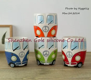 

Free Shipping 40pcs/lot F1 Camper Van Adventures! Retro Car Mug Ceramic Hippie Coffee Mug with Gift Box