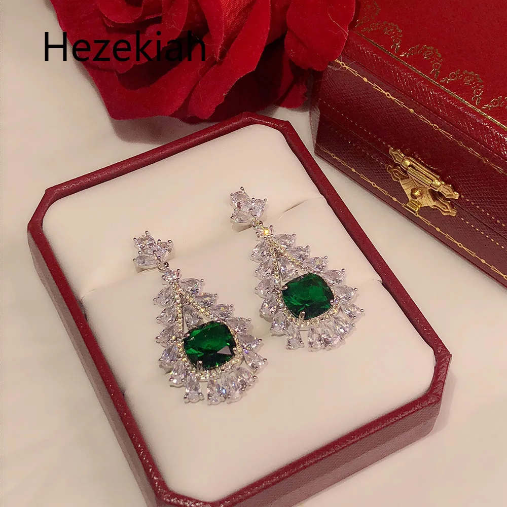 Hezekiah S925 серебряные серьги,, Индивидуальные Зеленые женские серьги для танцев, вечерние серьги высшего качества для женщин