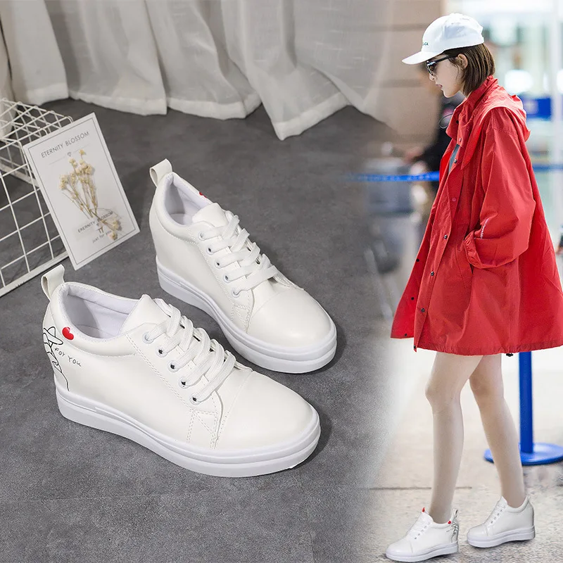 

Popular WOMEN'S Shoes 2019 Autumn New Style Korean-style-Style Elevator Shoes White Thick Bottomed Versatile Students Casual Sho