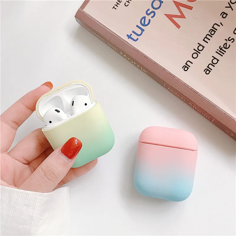 

Colorful gradient Case For Apple Airpods Cover Luxury Bluetooth Earphone Hard Cover For Air pods Headphone Case Box For airpod 2