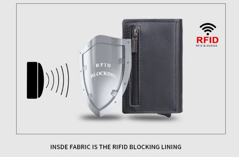 Антиrfid id Card Holder чехол для мужчин из натуральной кожи металлический кошелек мужской кошелек для монет женский мини карбоновый держатель для кредитных карт на молнии