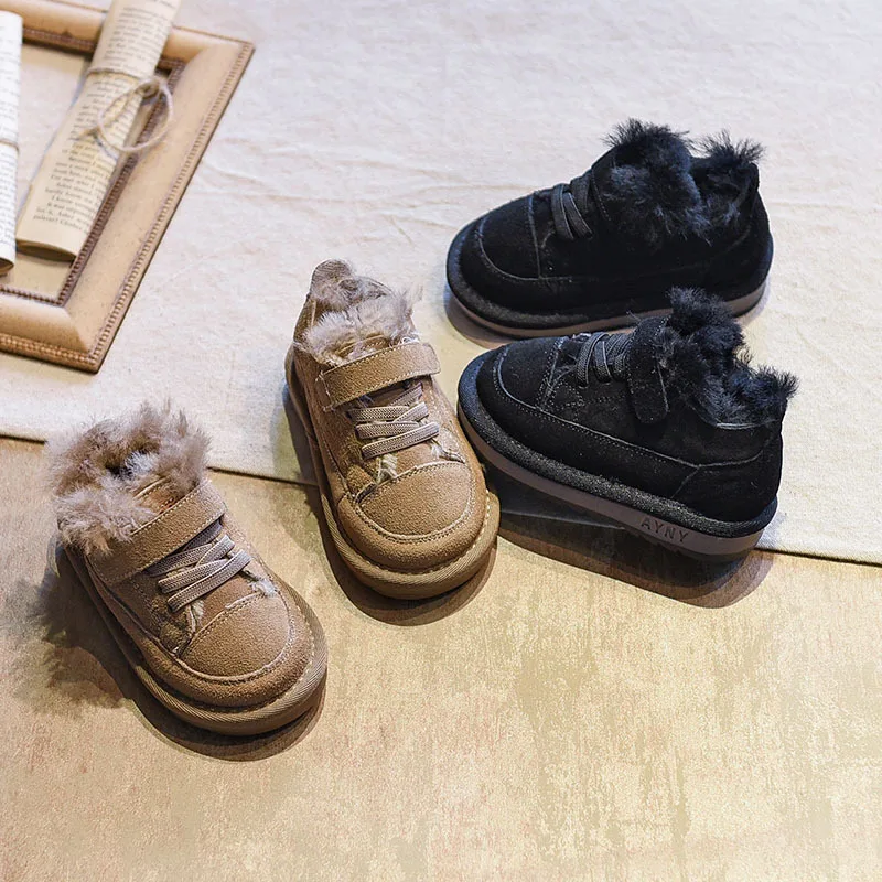 Детская удобная обувь Зимние новые Нескользящие Теплые Ботинки Martin для девочек 0