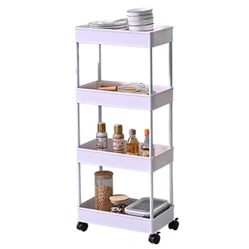 

Hot Storage Cart 4-Tier Slim Mobile Shelving Unit Rolling Bathroom Carts
