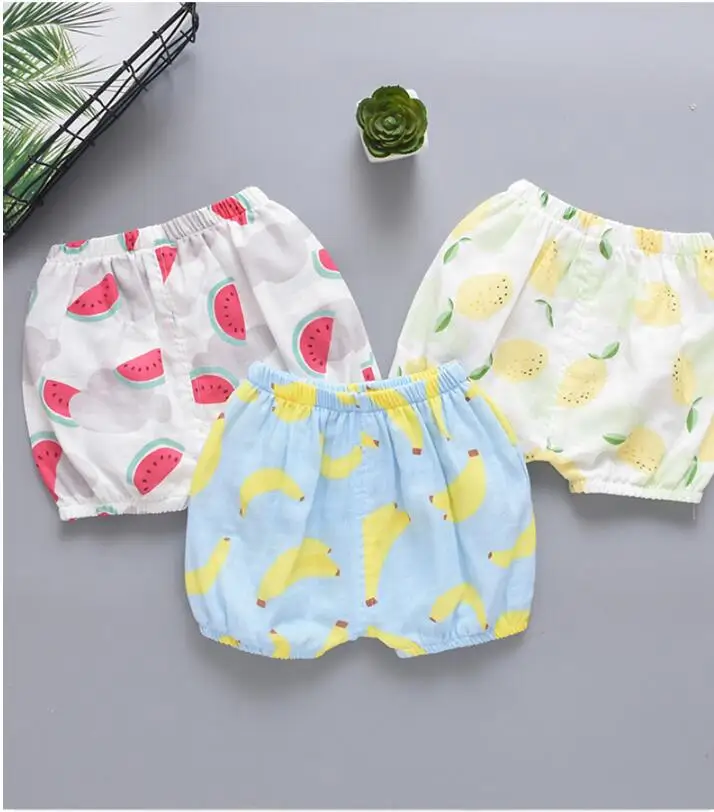 Female baby pants bread pants bloomers color fruit rubber band large PP pants cotton wear gauze baby clothes pants girls shorts