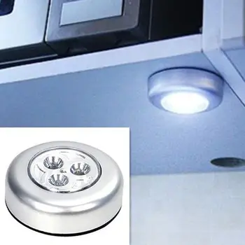 

Mini Useful Wall Light Kitchen Cabinet Closet Car 3 LED Wireless Push Touch Lamp fashion