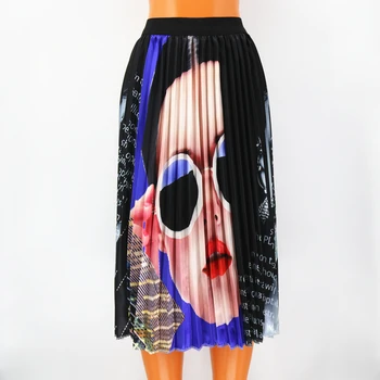 

2020 New Summer Patterns Fashion Cartoon Character Skirt Waist Skirt Women Elastic Waist Spring Pleated Long Skirts Female