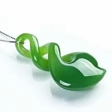 Зеленый нефрит кулон резьба цветок магнолии кулон ожерелье Женская мода ювелирные изделия