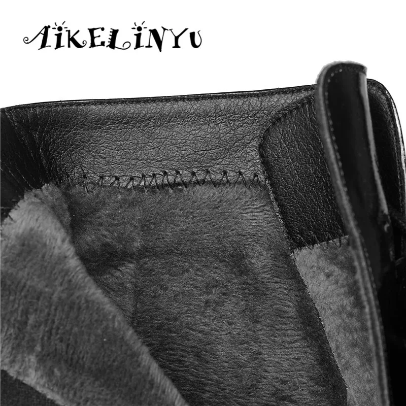 Aikelinyu/брендовая дизайнерская женская обувь; сезон осень-зима; ботильоны на высоком каблуке; женская обувь из лакированной кожи со шнуровкой на массивном каблуке