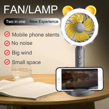 

ELOOLE Portable Mini USB Fan Hand-Held Cute Small Fan Mobile Phone Holder Base Fan Air Cooler Desktop Cooling Fan