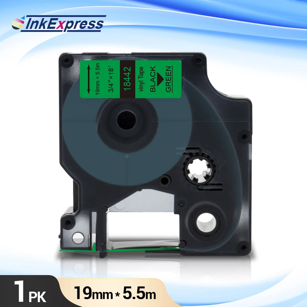 18442 Tape For DYMO Rhino IND Vinyl Label 18442 Black on Green Printer Tape Cassette For DYMO