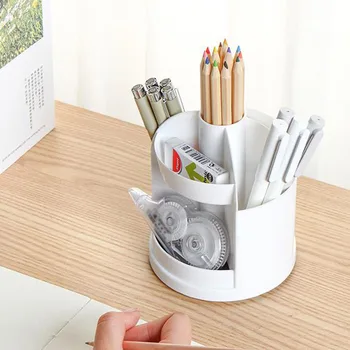 

Divided Multifunction School Stationery Pen Holder Storage Home Cylinder Shape Desk Multi Grid 360 Degree Rotated Office Pencil