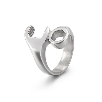 

Exaggerated Creative Jewelry, Wrench and Screw Cap Shape Titanium Steel Personality Unisex Ring