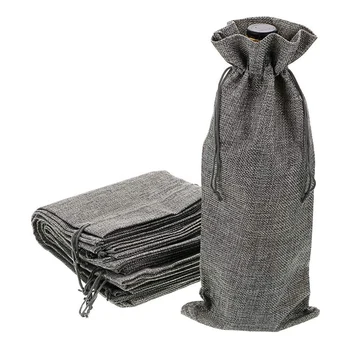 

12 Pcs Wine Bags, Champagne Bottle Bags Covers Natural Jute Wine Bottles Gift Bags Sacks with Drawstring for Wedding Party Favor