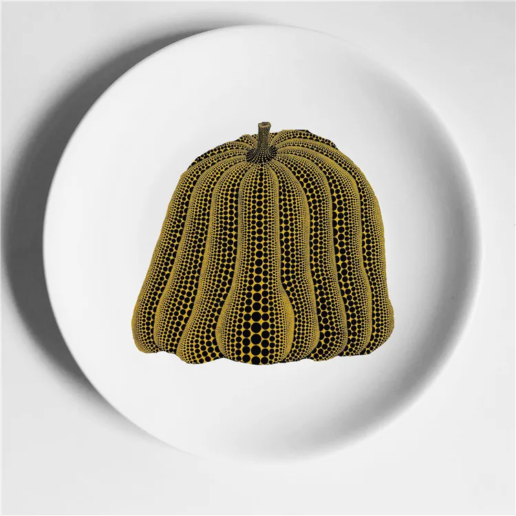 Style 3 Японское искусство Kusama Yayoi тыквенная тарелка настенная вешалка-украшение настенная тарелка керамическая декоративная тарелка фарфоровая тарелка - Цвет: Style 3