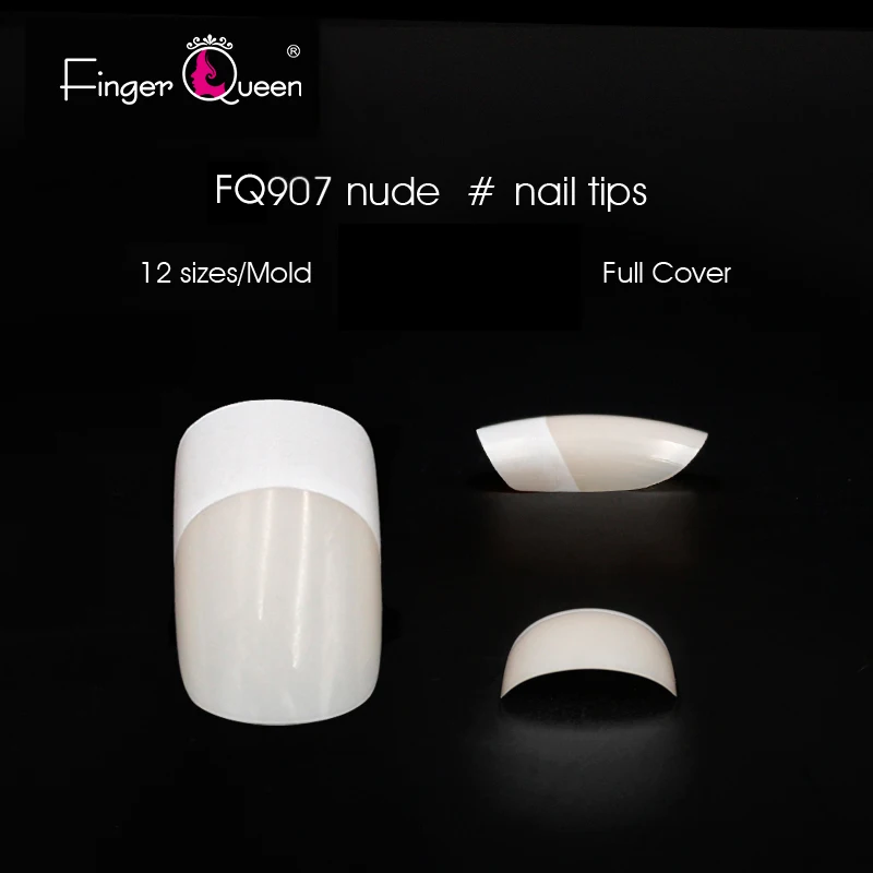 Fingerqueen, 480 шт, накладные ногти, длинные балерины, полная половина французских акриловых кончиков для ногтей, квадратная головка, накладные ногти FQ907