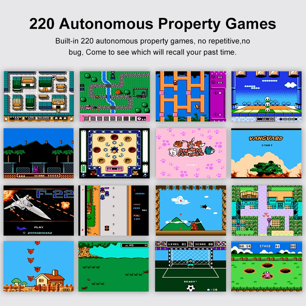 Зарядная игровая консоль с встроенным 220 играми 2,5 дюймов Портативный ЖК-экран классический ТВ выход видео игровой плеер для детей