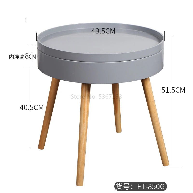 Твердая древесина, скандинавский креативный журнальный столик, простой столик для дивана, угловой столик, несколько кроватей, круглый стол - Цвет: Large gray cylinder