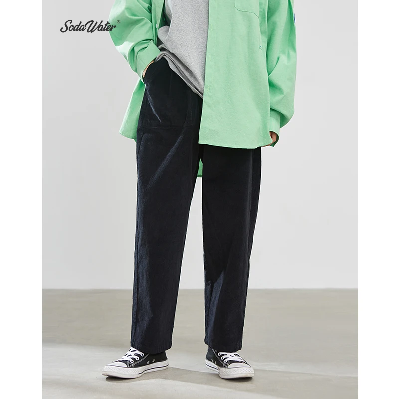 SODAWATER Men Corduroy Pants Harajuku Loose Fit Casual Cotton Long Trousers Autumn Winter Basic Vintage Male 93325W| |