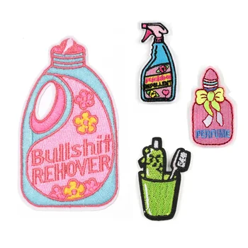 

Cute Bullshit Remover Repellent Funny Cleaning Patches For Clothing DIY Toothbrush Perfume Embroidered Patch Ironing Sticker