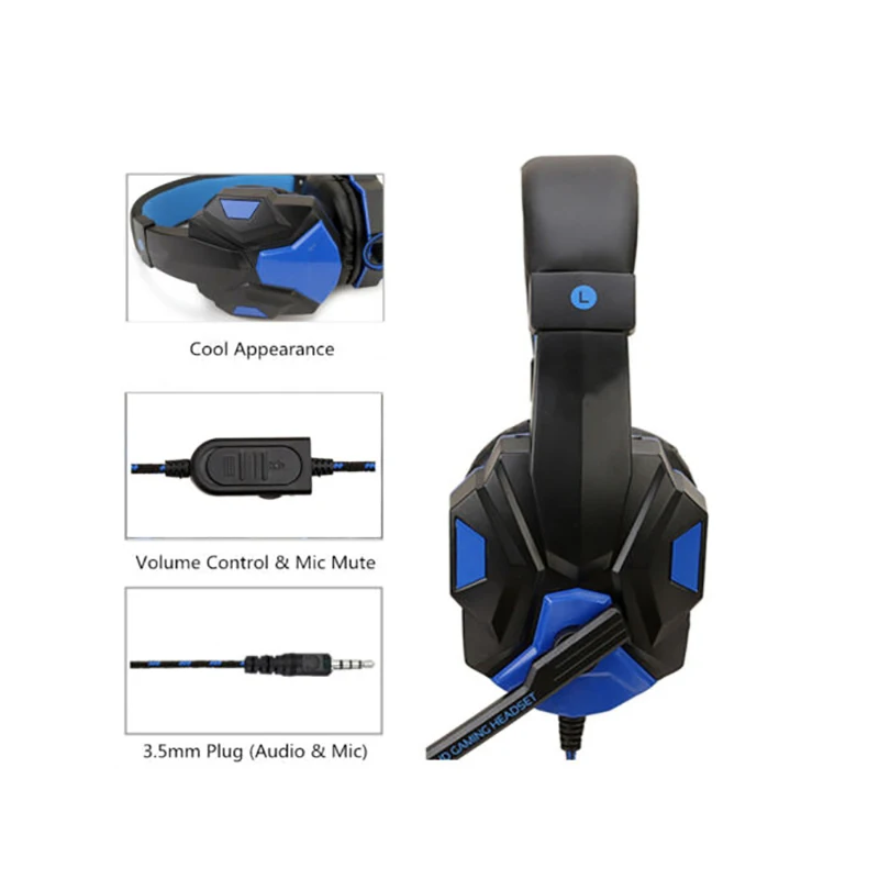 Gaming Headset Noise Cancelling Mic LED Lights Stereo surround Wired Gaming Headset for PS4 Xbox One Nintend Switch iPad PC