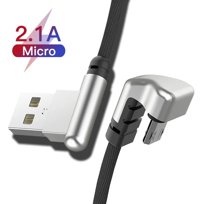 180 градусов Micro usb зарядный кабель для передачи данных l-образный нейлоновый микро