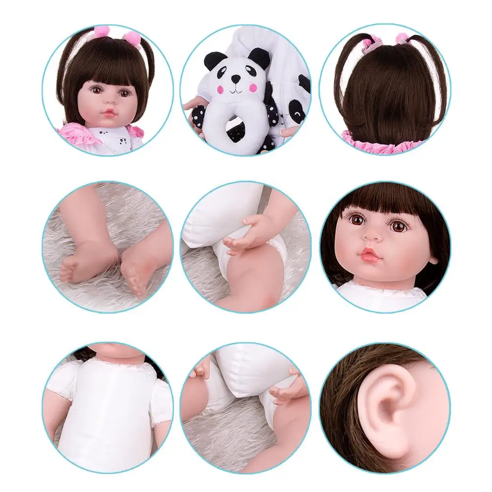 KEIUMI 24 дюйма панда Reborn Baby Doll новорожденный сестра милый ткани тела мягкие из