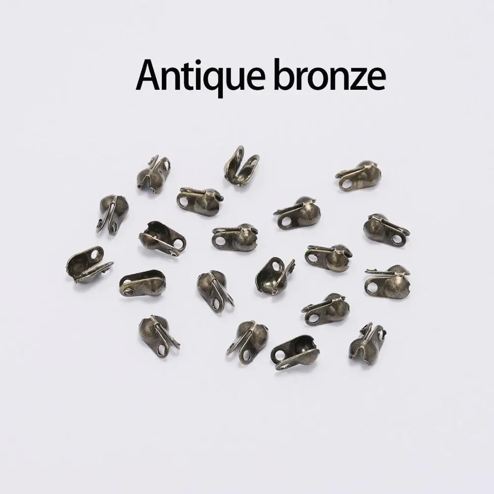 Antique Bronze 200 шт/лот соединитель застежка шаровая цепь калотте конец щипцы бусины соединители для изготовления ювелирных изделий DIY аксессуары поставки - Цвет: Antique Bronze