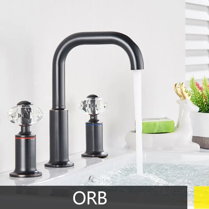 orb Матовый никель ORB смеситель горячей холодной смесителя Кристалл двойной ручкой три отверстия установить современные краны - Цвет: orb